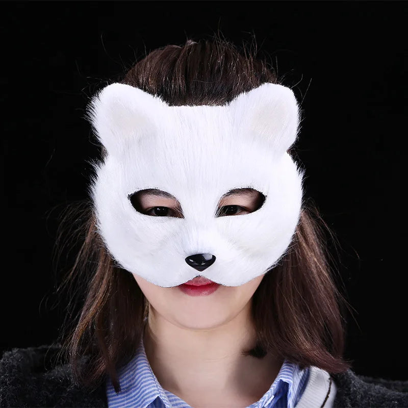 Fox Shape Half Face Eye Mask Sexy Imitation Cat Hair Animal Mask Christmas Carnival Party Cosplay Costume Props