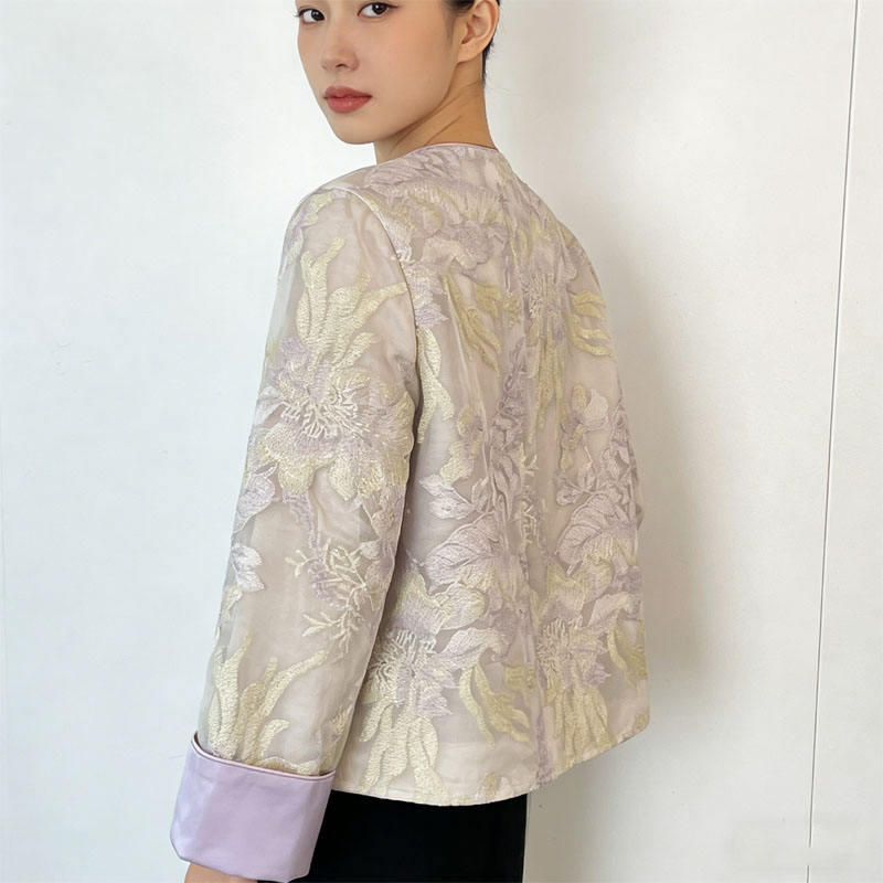Chemisier en satin Hanfu chinois pour femmes, coupe ample, col rond, boutons sur le devant, boutons grenouille traditionnels