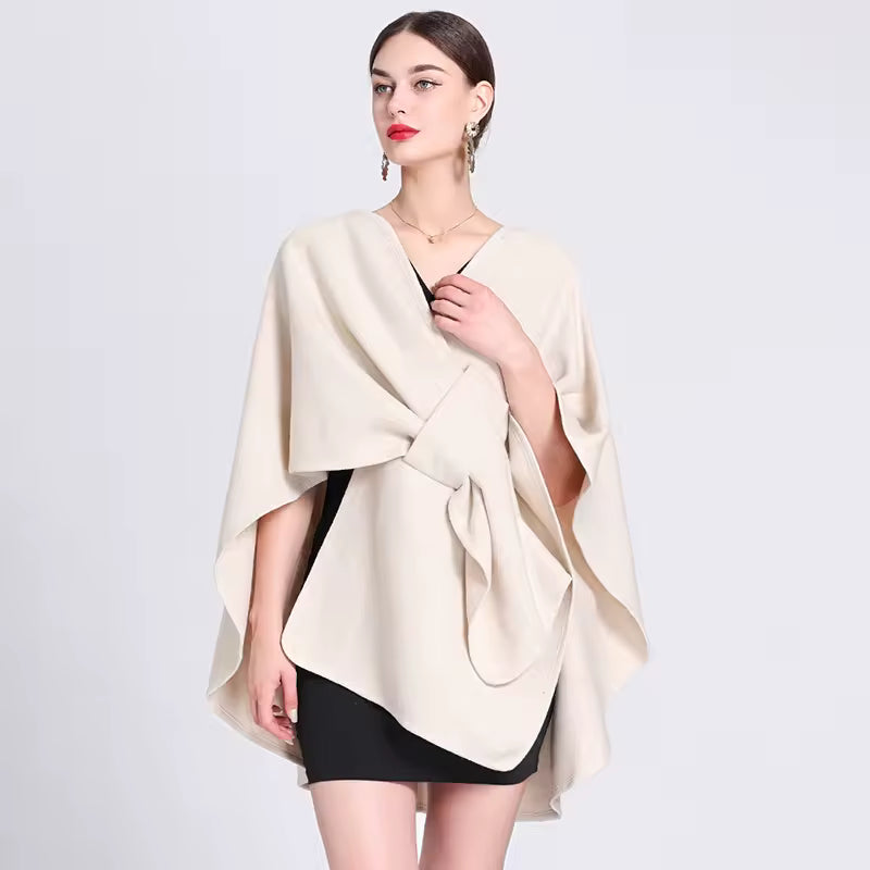 Automne et hiver nouvelle mode châle cape cape grande taille tricoté cardigan lâche manteau femmes