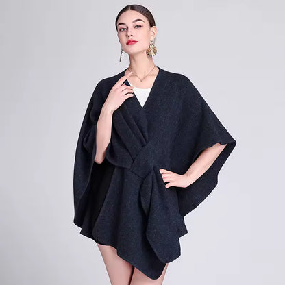 Automne et hiver nouvelle mode châle cape cape grande taille tricoté cardigan lâche manteau femmes
