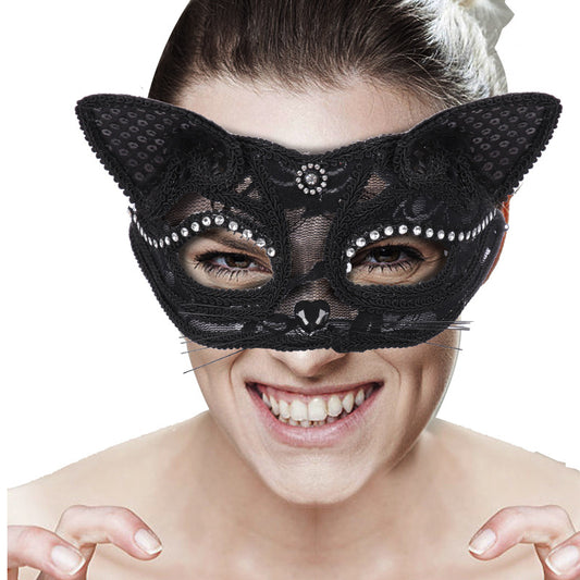 Lace Cat-Face Mask for Women Halloween Party Costume Supplies