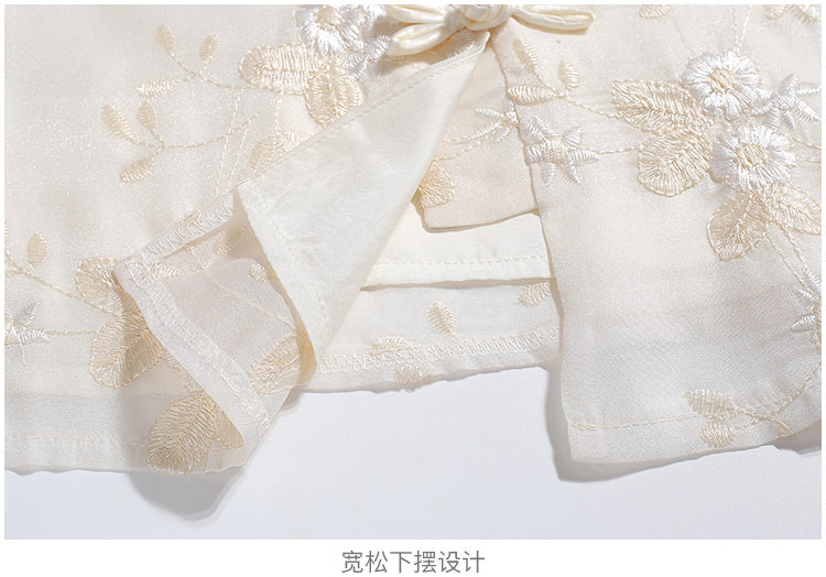 Embroidery Shirt Women Blusas Mujer De Moda 2024 Verano Stand Collar Women Blouse Tops Shirts
