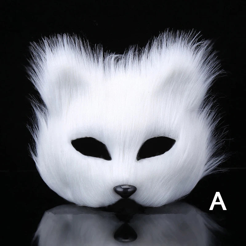 Fox Shape Half Face Eye Mask Sexy Imitation Cat Hair Animal Mask Christmas Carnival Party Cosplay Costume Props