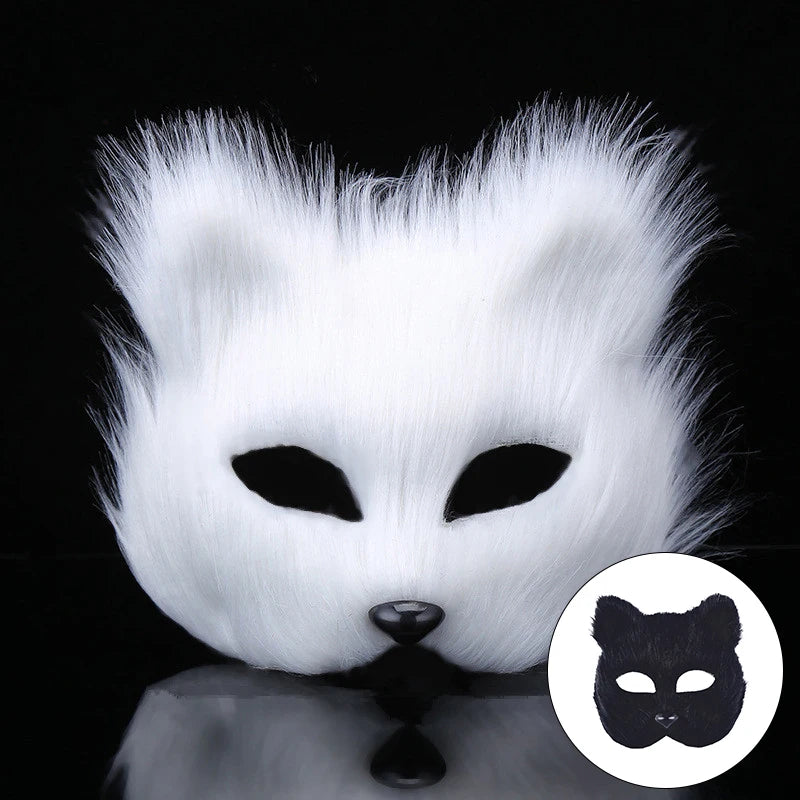 Fox Shape Half Face Eye Mask Sexy Imitation Cat Hair Animal Mask Christmas Carnival Party Cosplay Costume Props
