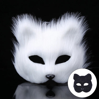Fox Shape Half Face Eye Mask Sexy Imitation Cat Hair Animal Mask Christmas Carnival Party Cosplay Costume Props