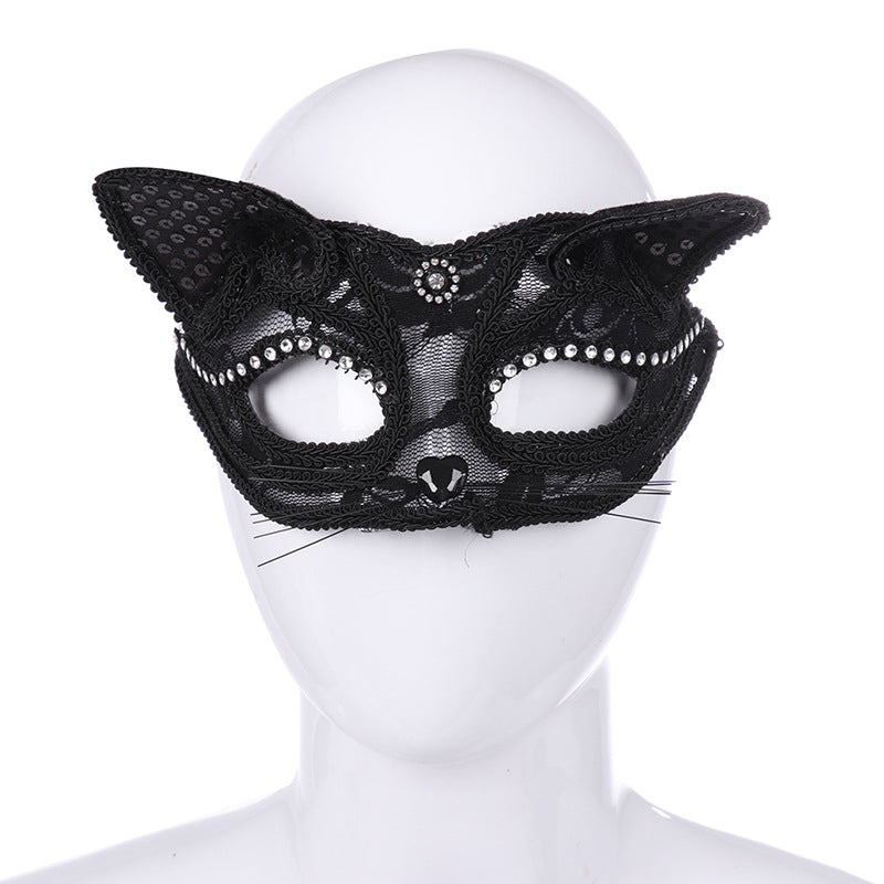 Lace Cat-Face Mask for Women Halloween Party Costume Supplies