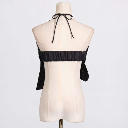 printemps/été nouveau soutien-gorge sexy incrusté de perles Design patchwork floral 3D avec un cou suspendu et un haut à nouer