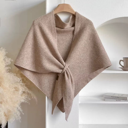 Triangle Cape femmes doux cireux tricoté Cape extérieure chaud couleur unie mode écharpe châle