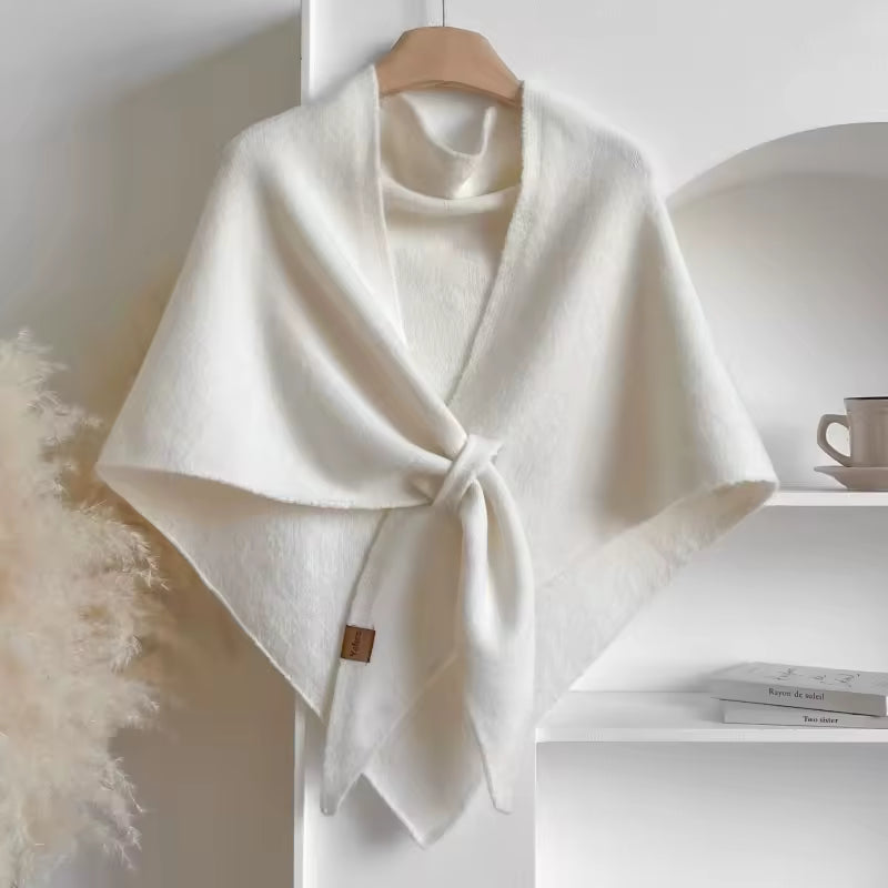 Triangle Cape femmes doux cireux tricoté Cape extérieure chaud couleur unie mode écharpe châle