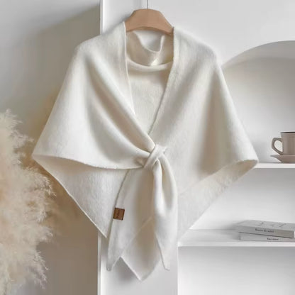 Triangle Cape femmes doux cireux tricoté Cape extérieure chaud couleur unie mode écharpe châle