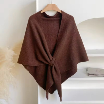 Triangle Cape femmes doux cireux tricoté Cape extérieure chaud couleur unie mode écharpe châle