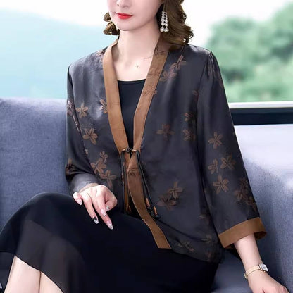 veste de Style chinois à la mode Xiangyun gaze Cardigan court vêtements d'extérieur haut en grande taille