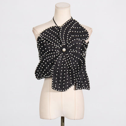 printemps/été nouveau soutien-gorge sexy incrusté de perles Design patchwork floral 3D avec un cou suspendu et un haut à nouer