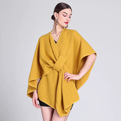Automne et hiver nouvelle mode châle cape cape grande taille tricoté cardigan lâche manteau femmes