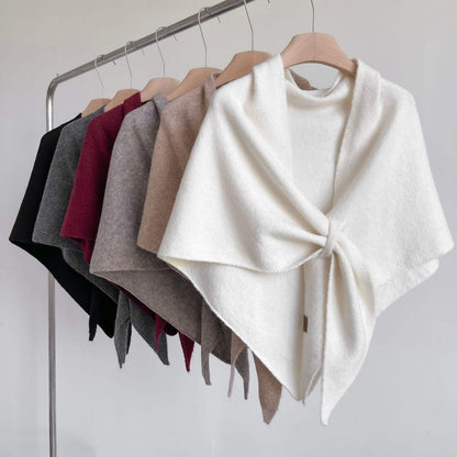 Triangle Cape femmes doux cireux tricoté Cape extérieure chaud couleur unie mode écharpe châle