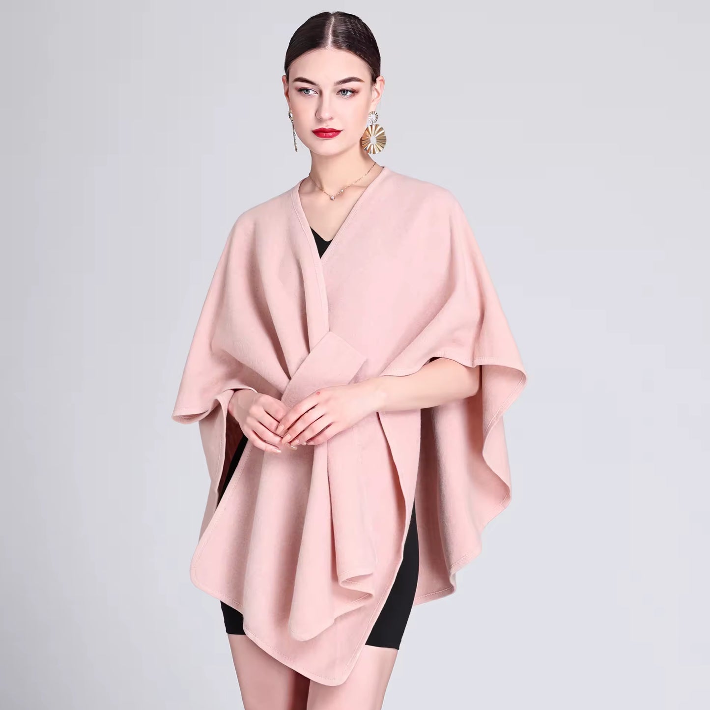 Automne et hiver nouvelle mode châle cape cape grande taille tricoté cardigan lâche manteau femmes