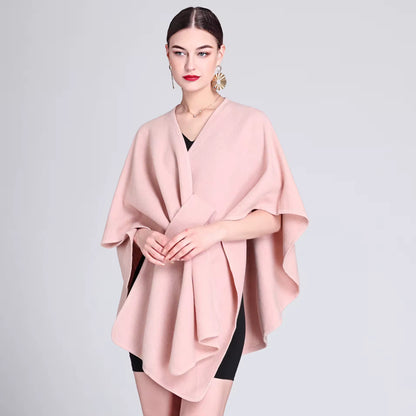 Automne et hiver nouvelle mode châle cape cape grande taille tricoté cardigan lâche manteau femmes