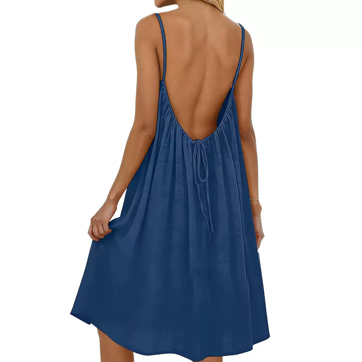 Women's Solid Color Open-Back Maxi Cami Dress – Comfortable, Relaxed Fit – Ideal for Loungewear and Leisure