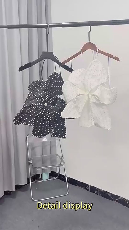 printemps/été nouveau soutien-gorge sexy incrusté de perles Design patchwork floral 3D avec un cou suspendu et un haut à nouer