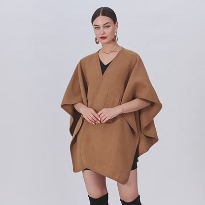 Automne et hiver nouvelle mode châle cape cape grande taille tricoté cardigan lâche manteau femmes